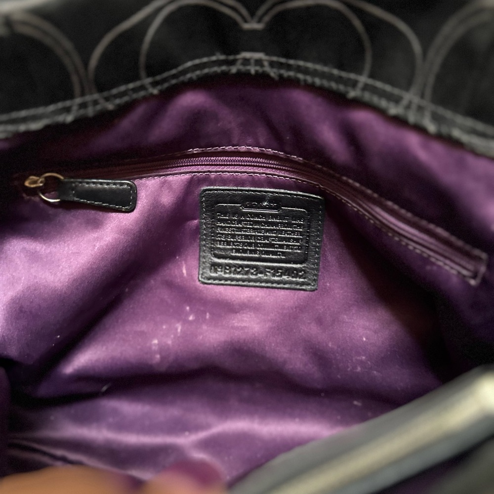 Coach Y2K 15402 Mia Black Signature Satin Shoulder Bag with Silver Accents - Picture 14 of 16